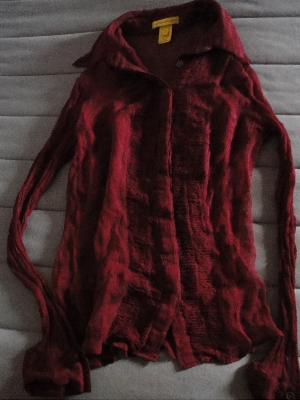 Catherine Malandrino Burgundy Button-Down Textured Shirt